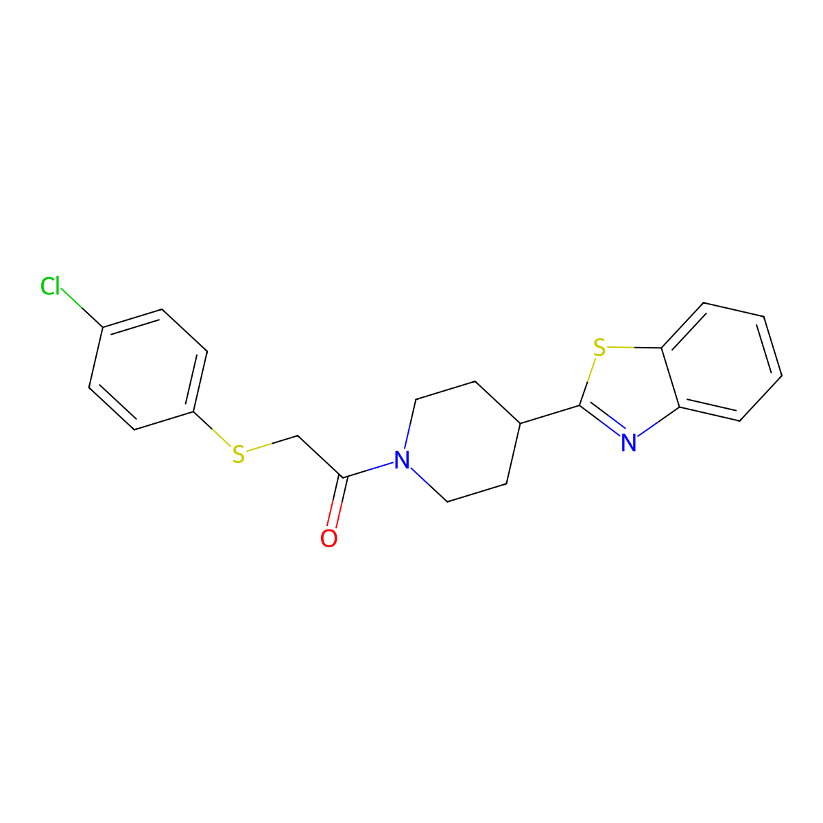 1-[4-(1,3-Benzothiazol-2-yl)piperidino]-2-[(4-chlorophenyl)sulfanyl]-1-ethanone molecular structure, CAS 478248-38-3