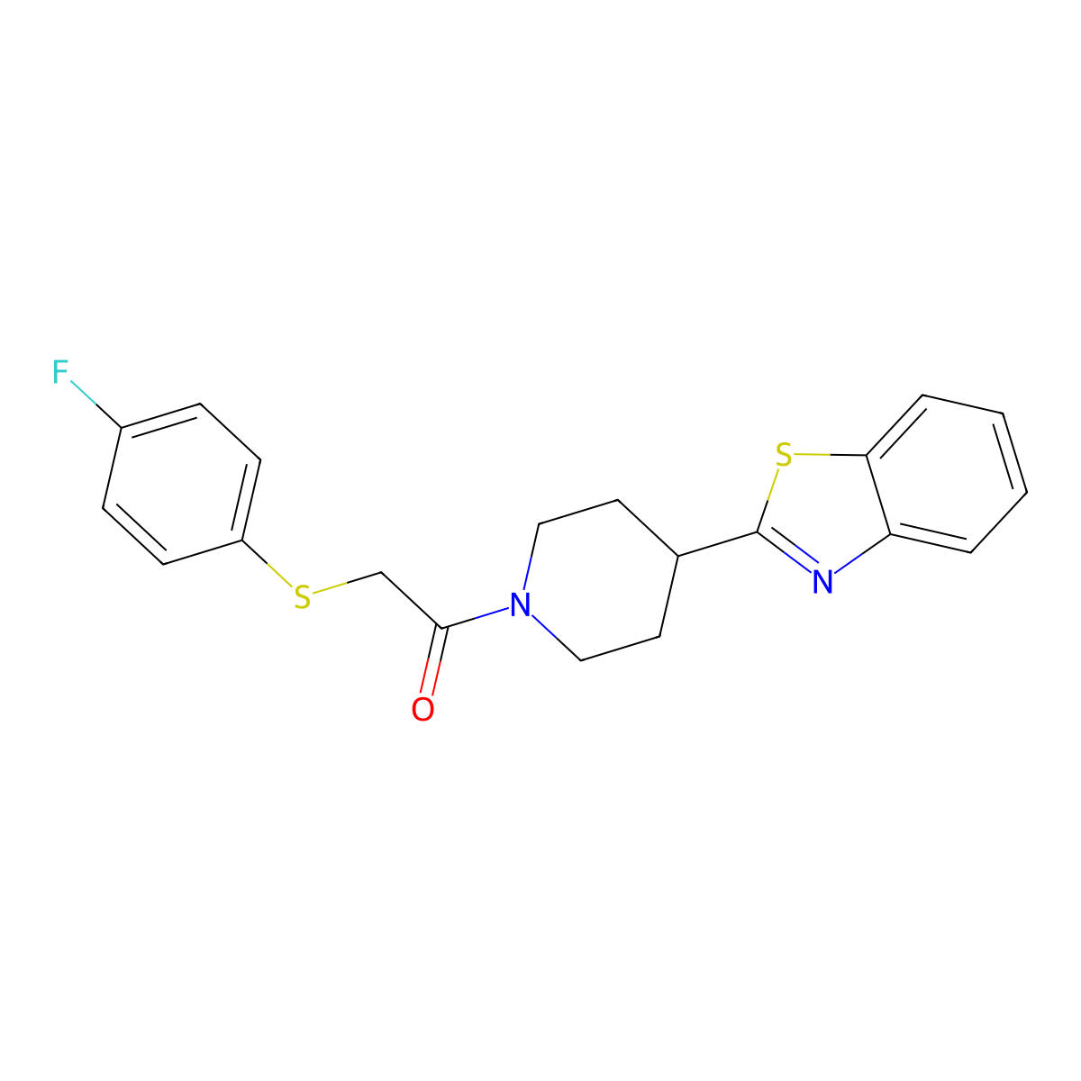 1-[4-(1,3-Benzothiazol-2-yl)piperidino]-2-[(4-fluorophenyl)sulfanyl]-1-ethanone molecular structure, CAS 478248-43-0