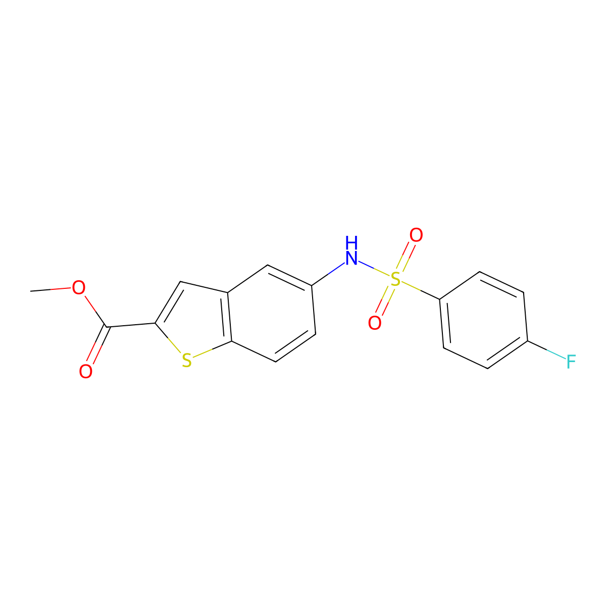 Methyl 5-{[(4-fluorophenyl)sulfonyl]amino}-1-benzothiophene-2-carboxylate molecular structure, CAS 478248-44-1