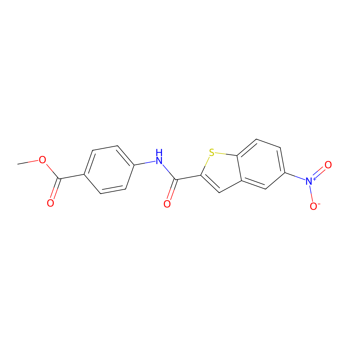 Methyl 4-{[(5-nitro-1-benzothiophen-2-yl)carbonyl]amino}benzenecarboxylate molecular structure, CAS 478248-48-5