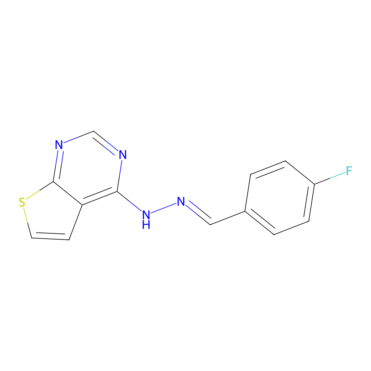 (E)-1-[(4-fluorophenyl)methylidene]-2-{thieno[2,3-d]pyrimidin-4-yl}hydrazine molecular structure, CAS 478248-68-9