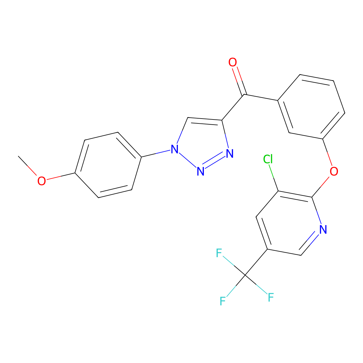 [3-[3-Chloro-5-(trifluoromethyl)pyridin-2-yl]oxyphenyl]-[1-(4-methoxyphenyl)triazol-4-yl]methanone molecular structure, CAS 478248-69-0