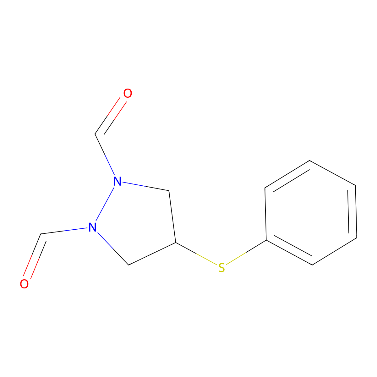 4-(phenylsulfanyl)dihydro-1H-pyrazole-1,2(3H)-dicarbaldehyde molecular structure, CAS 478248-74-7