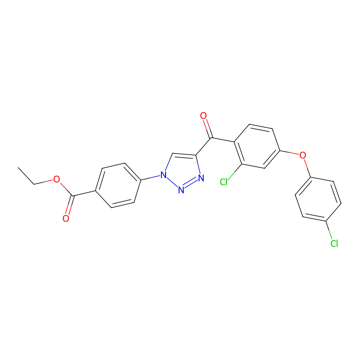 Ethyl 4-[4-[2-chloro-4-(4-chlorophenoxy)benzoyl]triazol-1-yl]benzoate molecular structure, CAS 478248-76-9