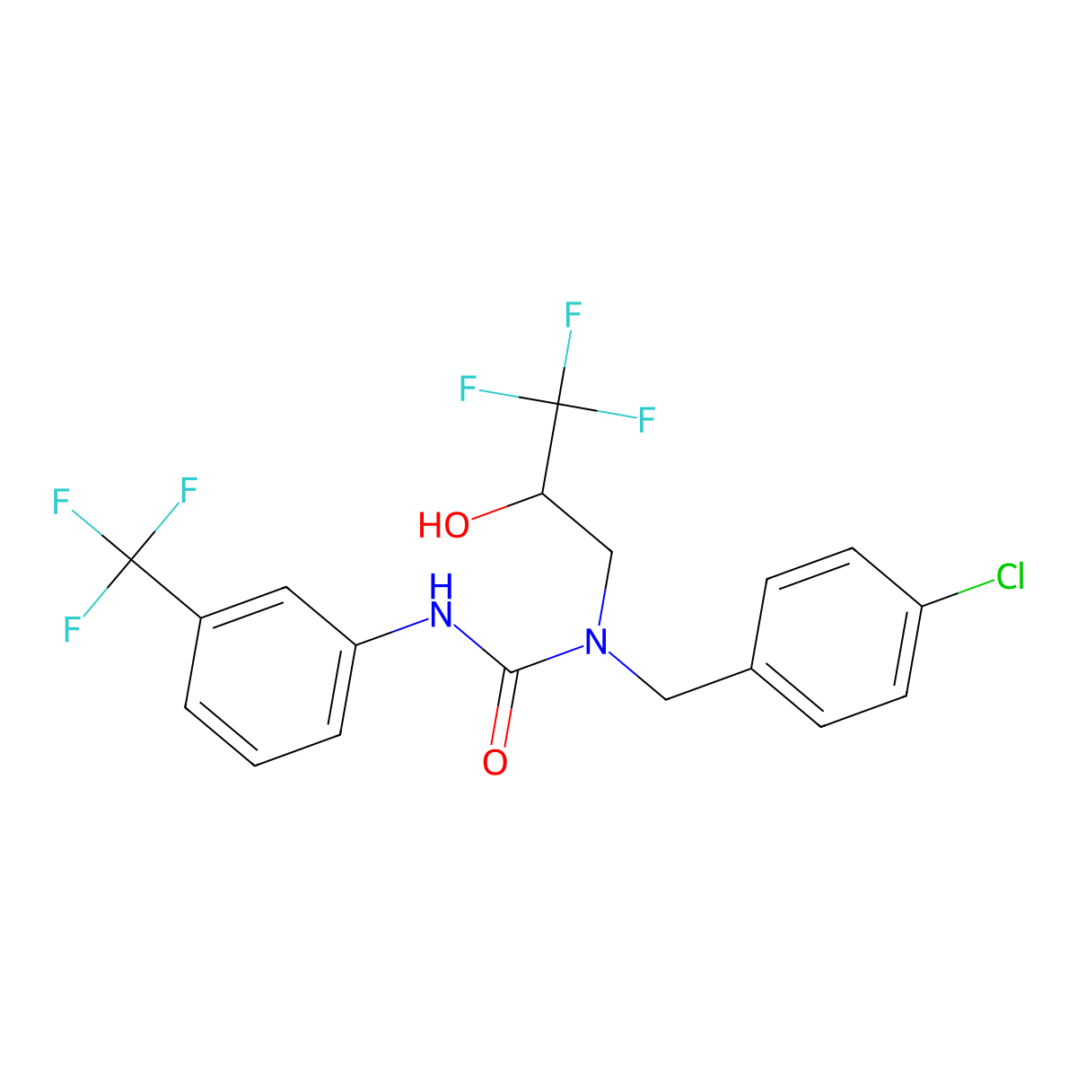 1-[(4-Chlorophenyl)methyl]-1-(3,3,3-trifluoro-2-hydroxypropyl)-3-[3-(trifluoromethyl)phenyl]urea molecular structure, CAS 478248-81-6