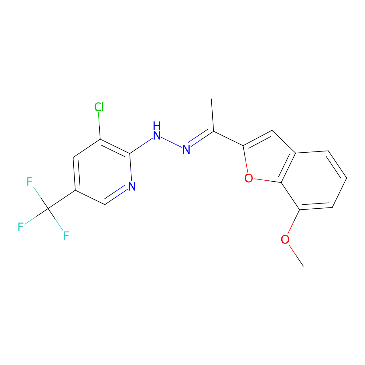 1-(7-methoxy-1-benzofuran-2-yl)-1-ethanone N-[3-chloro-5-(trifluoromethyl)-2-pyridinyl]hydrazone molecular structure, CAS 478248-97-4