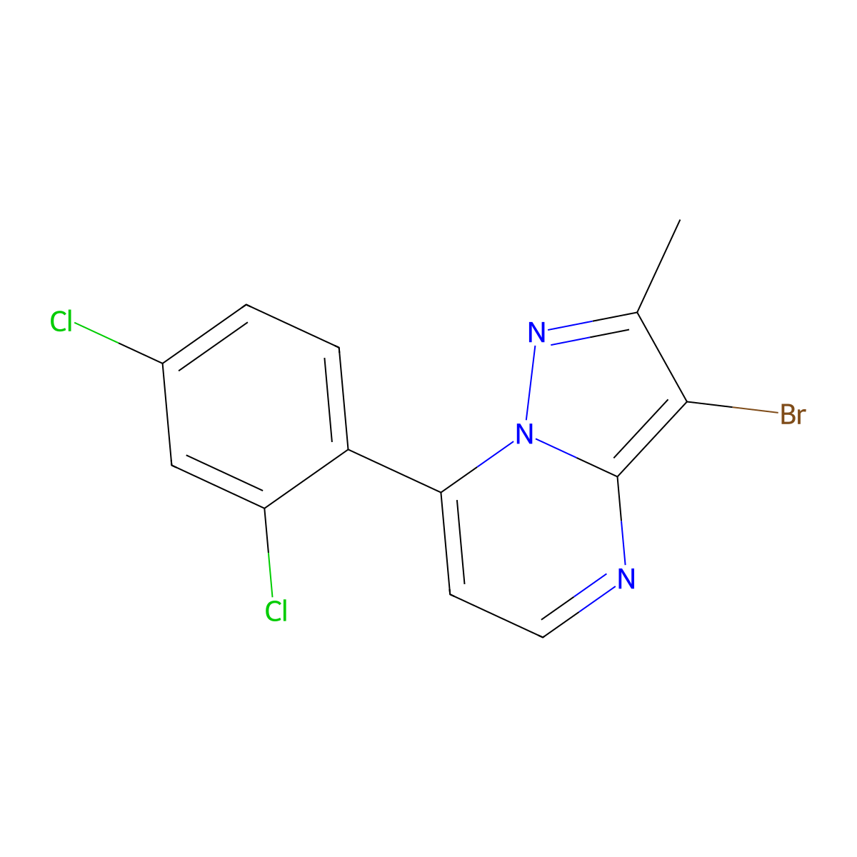3-Bromo-7-(2,4-dichlorophenyl)-2-methylpyrazolo[1,5-a]pyrimidine molecular structure, CAS 478249-01-3