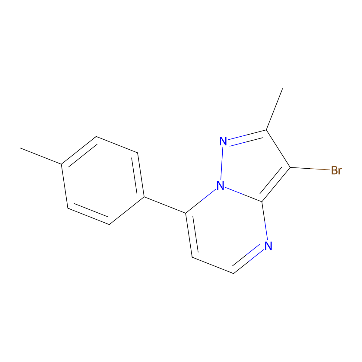 3-Bromo-2-methyl-7-(4-methylphenyl)pyrazolo[1,5-a]pyrimidine molecular structure, CAS 478249-04-6