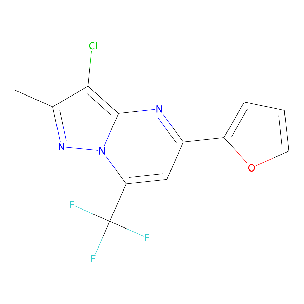 3-Chloro-5-(furan-2-yl)-2-methyl-7-(trifluoromethyl)pyrazolo[1,5-a]pyrimidine molecular structure, CAS 478249-06-8