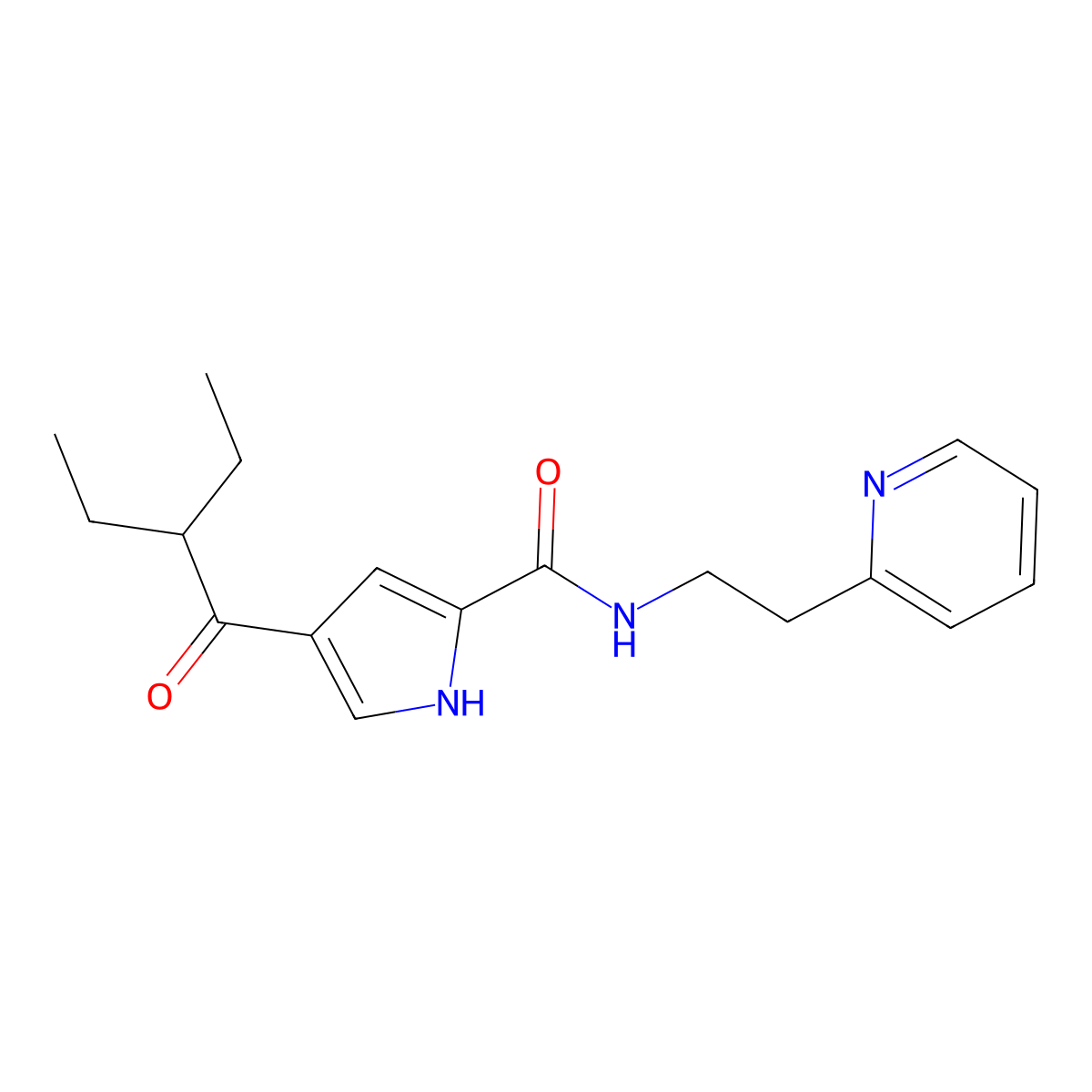 4-(2-ethylbutanoyl)-N-[2-(2-pyridinyl)ethyl]-1H-pyrrole-2-carboxamide molecular structure, CAS 478249-11-5