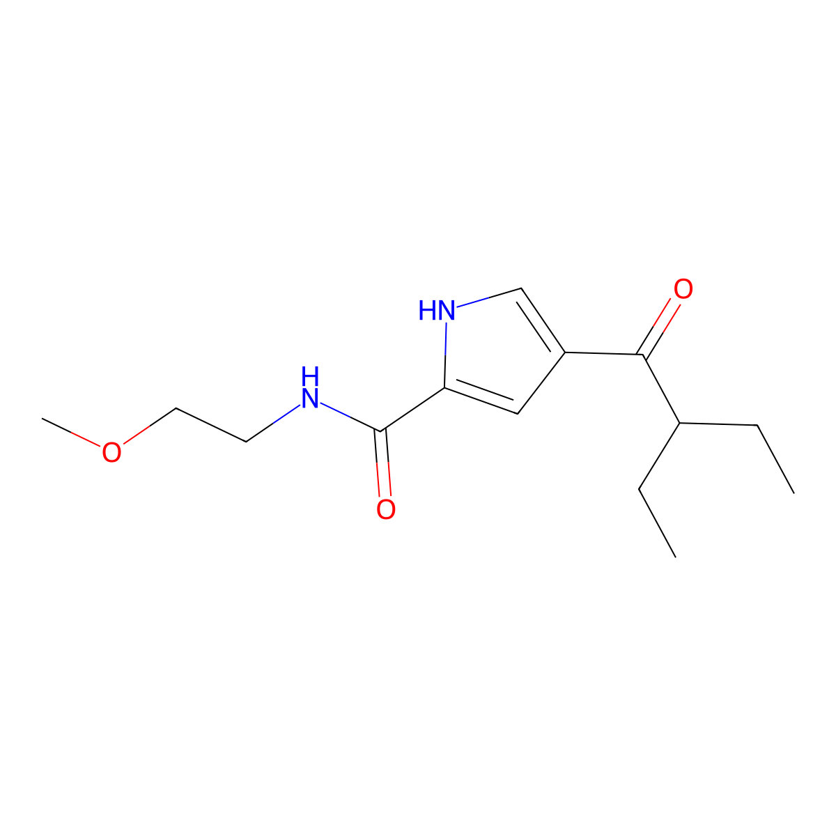 4-(2-ethylbutanoyl)-N-(2-methoxyethyl)-1H-pyrrole-2-carboxamide molecular structure, CAS 478249-12-6
