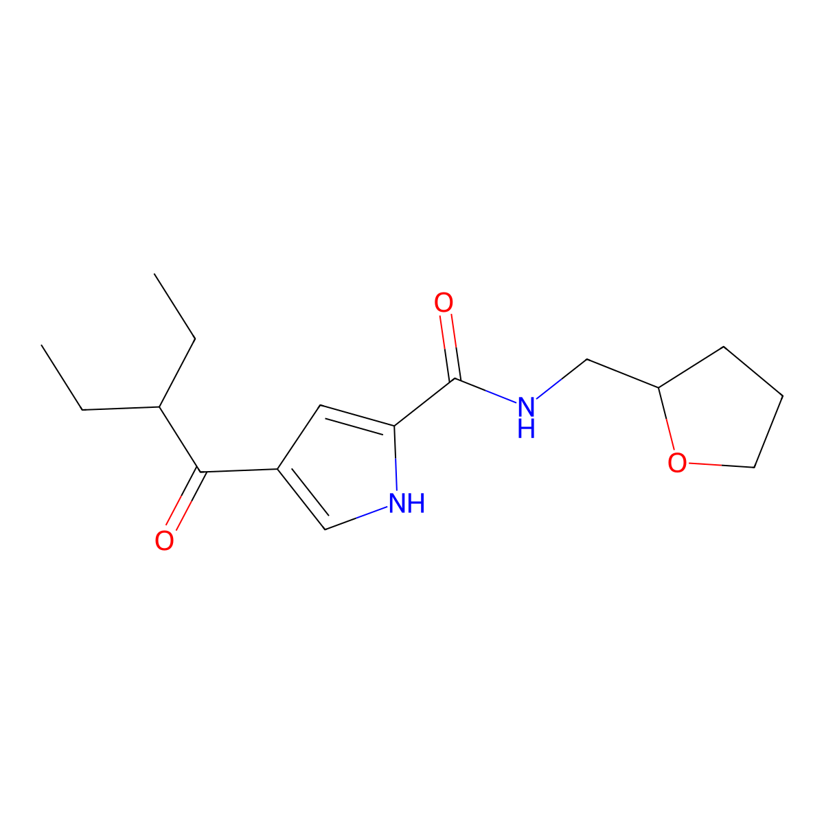 4-(2-ethylbutanoyl)-N-(tetrahydro-2-furanylmethyl)-1H-pyrrole-2-carboxamide molecular structure, CAS 478249-13-7