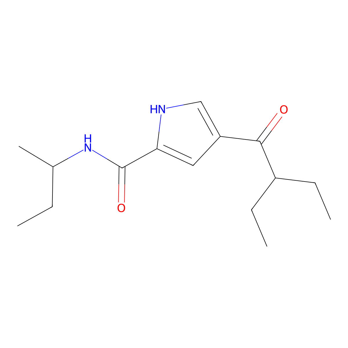 N-(sec-butyl)-4-(2-ethylbutanoyl)-1H-pyrrole-2-carboxamide molecular structure, CAS 478249-16-0