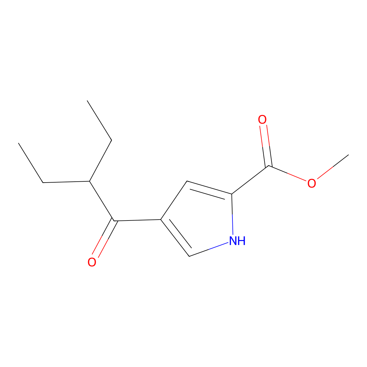 methyl 4-(2-ethylbutanoyl)-1H-pyrrole-2-carboxylate molecular structure, CAS 478249-17-1