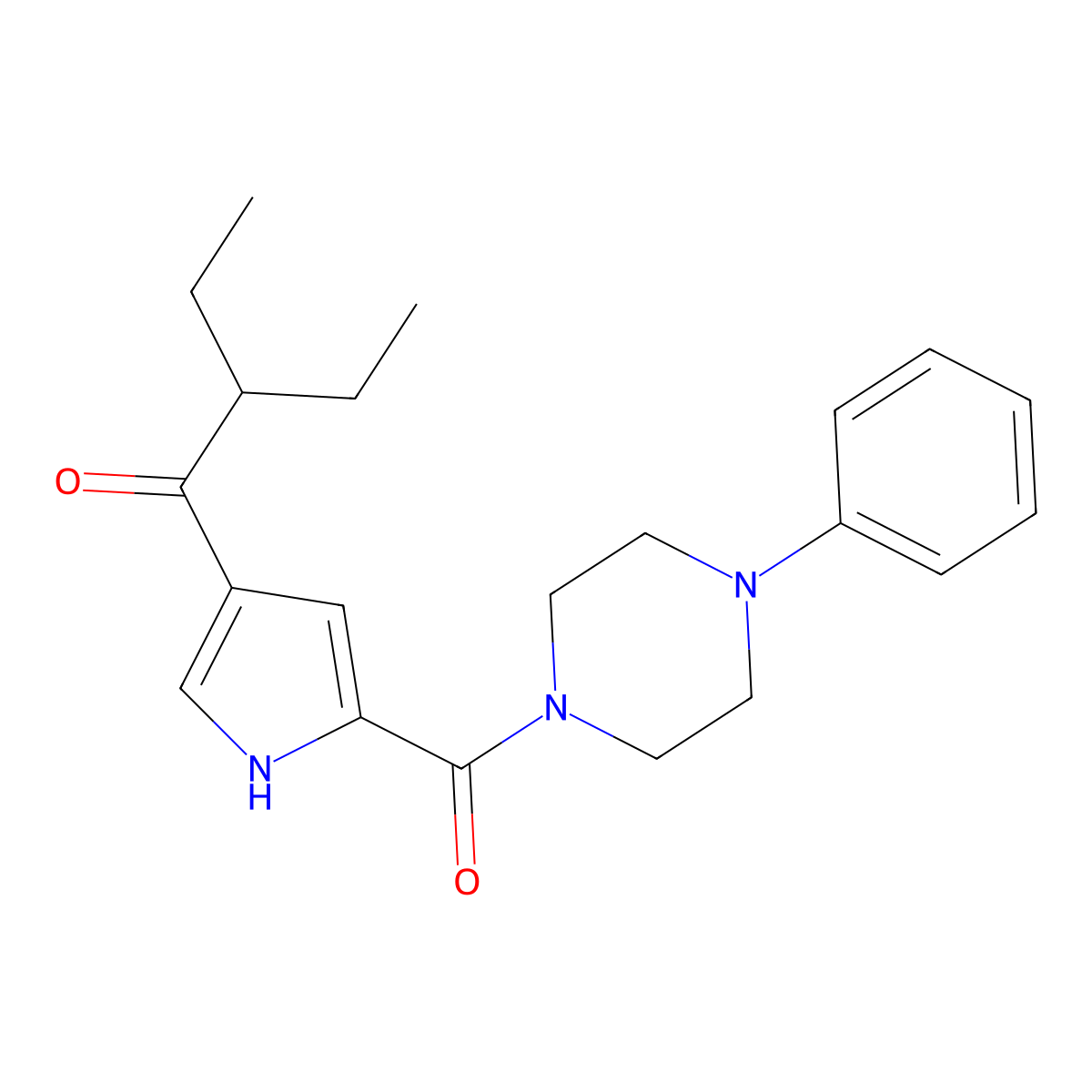 2-ethyl-1-{5-[(4-phenylpiperazino)carbonyl]-1H-pyrrol-3-yl}-1-butanone molecular structure, CAS 478249-21-7