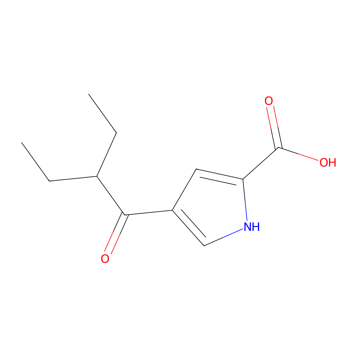 4-(2-ethylbutanoyl)-1H-pyrrole-2-carboxylic acid molecular structure, CAS 478249-22-8