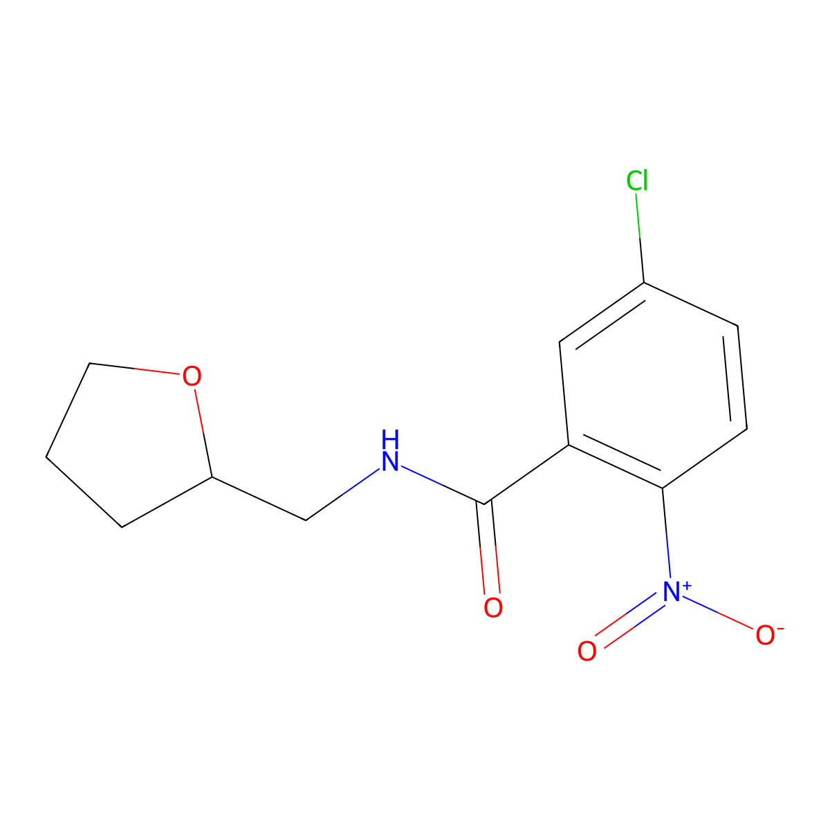 5-chloro-2-nitro-N-(tetrahydro-2-furanylmethyl)benzenecarboxamide molecular structure, CAS 478249-24-0
