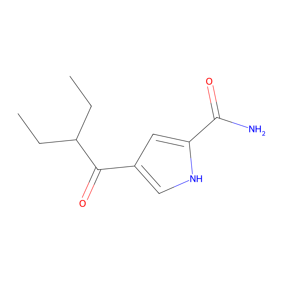 4-(2-ethylbutanoyl)-1H-pyrrole-2-carboxamide molecular structure, CAS 478249-30-8