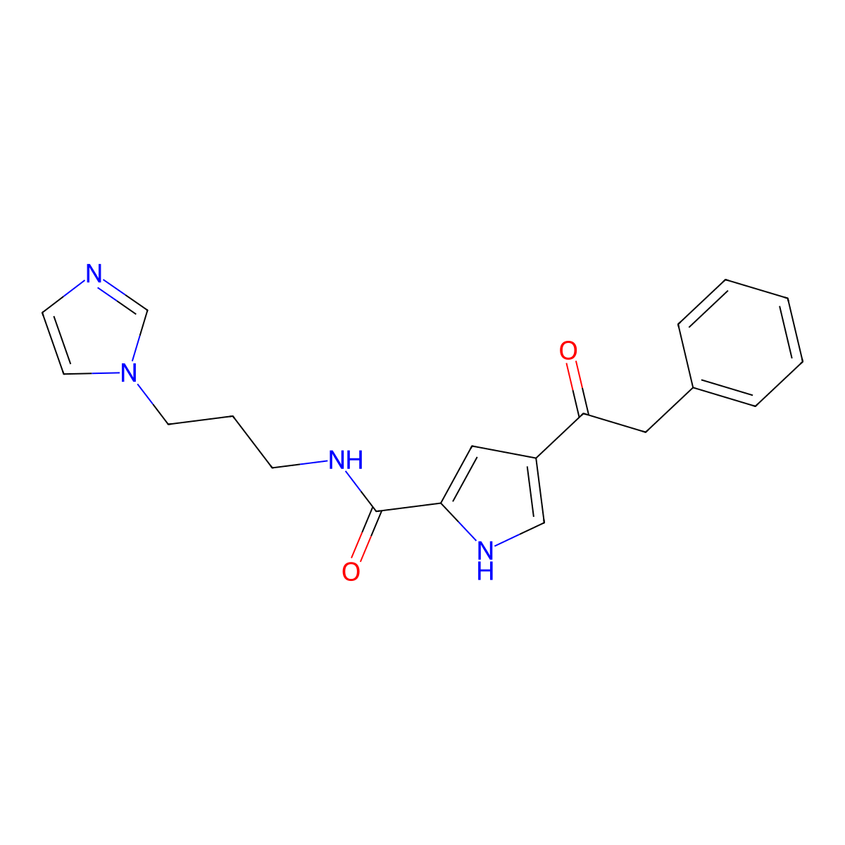 N-[3-(1H-imidazol-1-yl)propyl]-4-(2-phenylacetyl)-1H-pyrrole-2-carboxamide molecular structure, CAS 478249-32-0