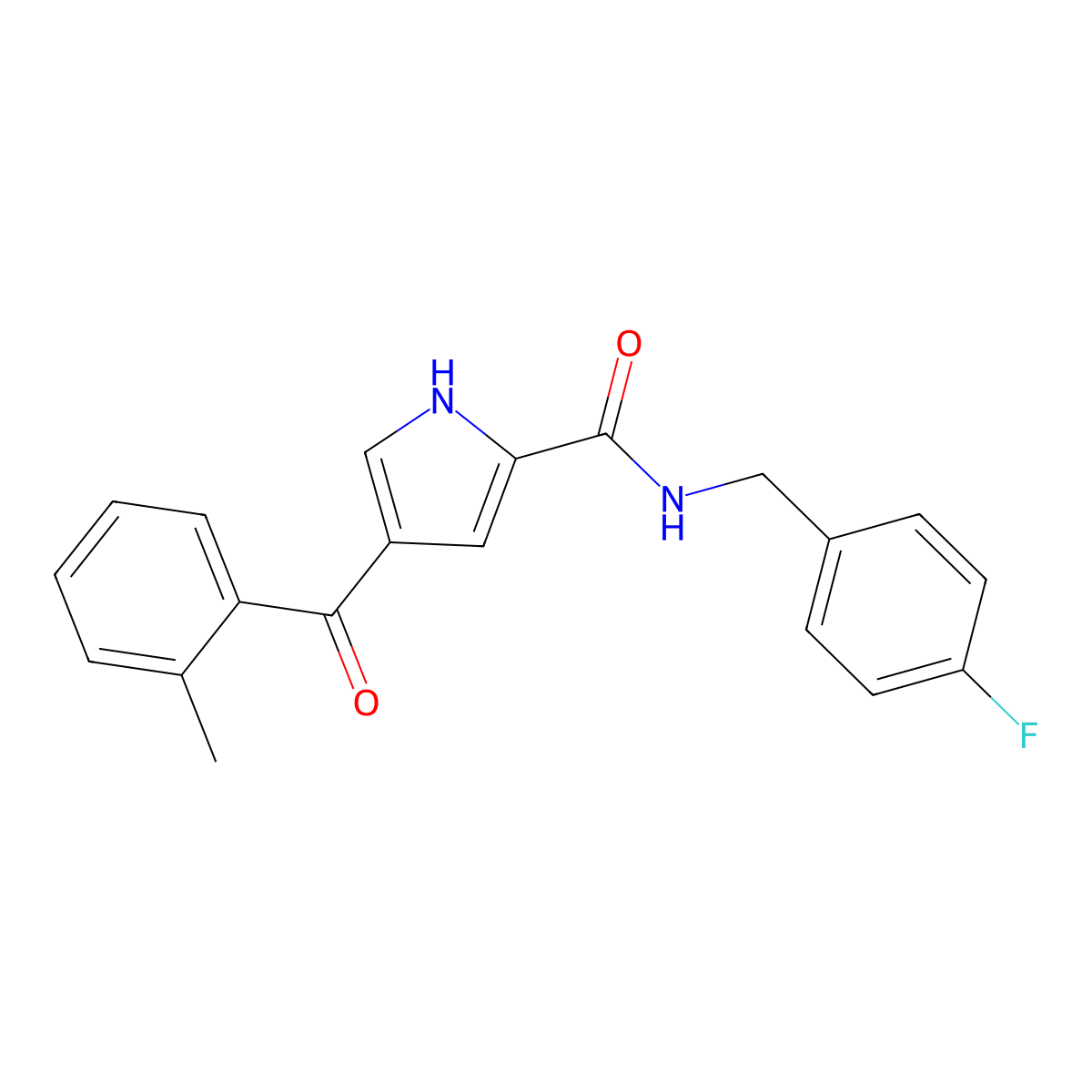 N-(4-fluorobenzyl)-4-(2-methylbenzoyl)-1H-pyrrole-2-carboxamide molecular structure, CAS 478249-39-7