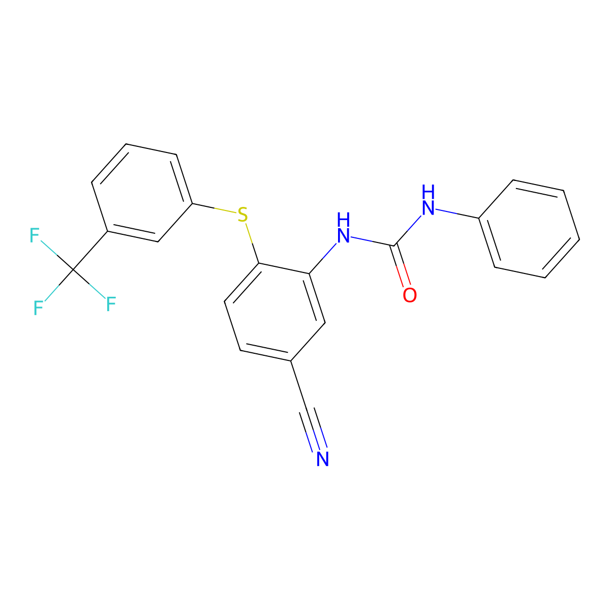 N-(5-cyano-2-{[3-(trifluoromethyl)phenyl]sulfanyl}phenyl)-N'-phenylurea molecular structure, CAS 478249-42-2