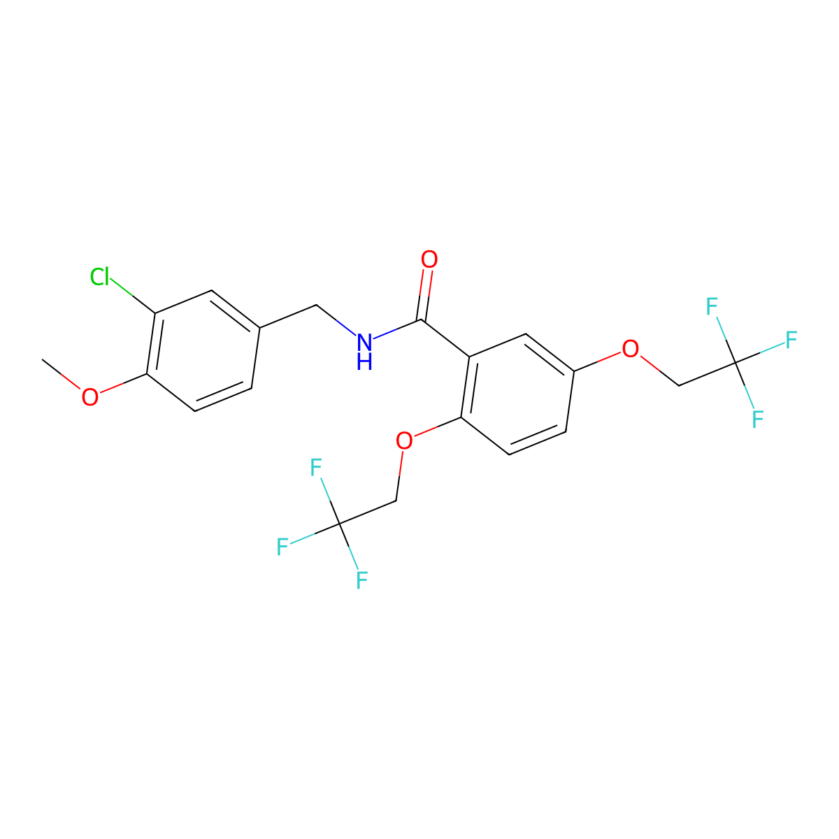 N-[(3-chloro-4-methoxyphenyl)methyl]-2,5-bis(2,2,2-trifluoroethoxy)benzamide molecular structure, CAS 478249-55-7