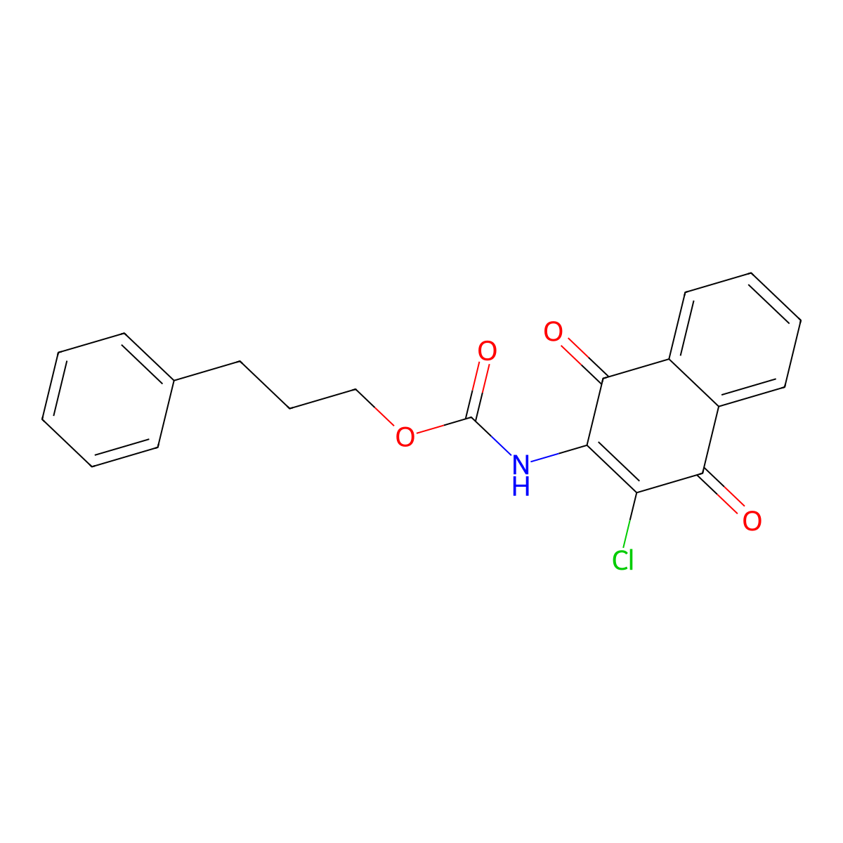 3-phenylpropyl N-(3-chloro-1,4-dioxonaphthalen-2-yl)carbamate molecular structure, CAS 478249-69-3