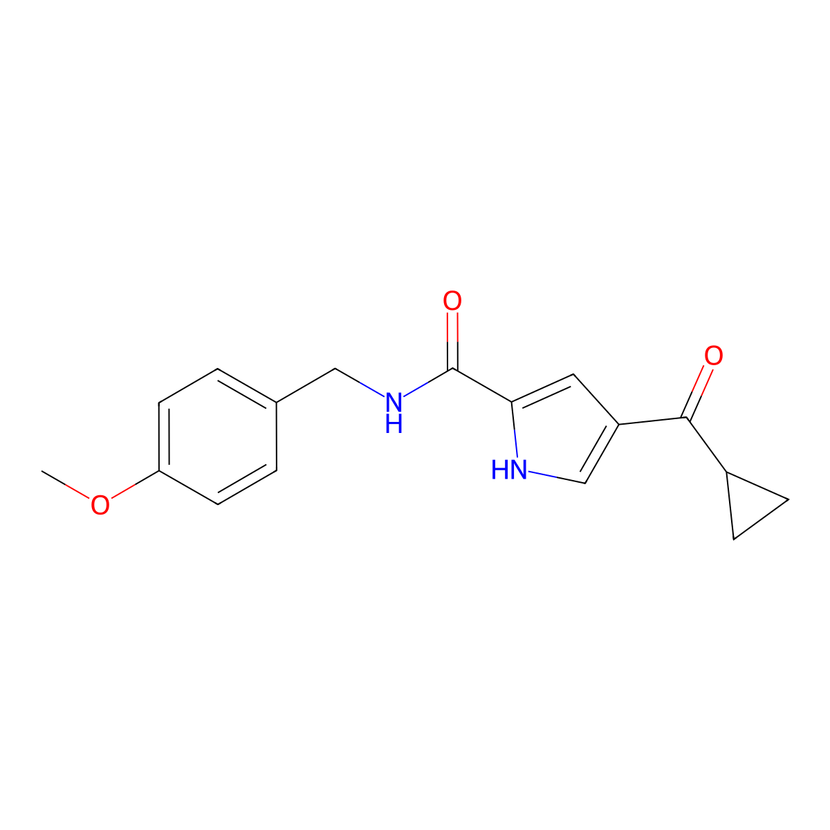 4-(cyclopropylcarbonyl)-N-(4-methoxybenzyl)-1H-pyrrole-2-carboxamide molecular structure, CAS 478249-77-3