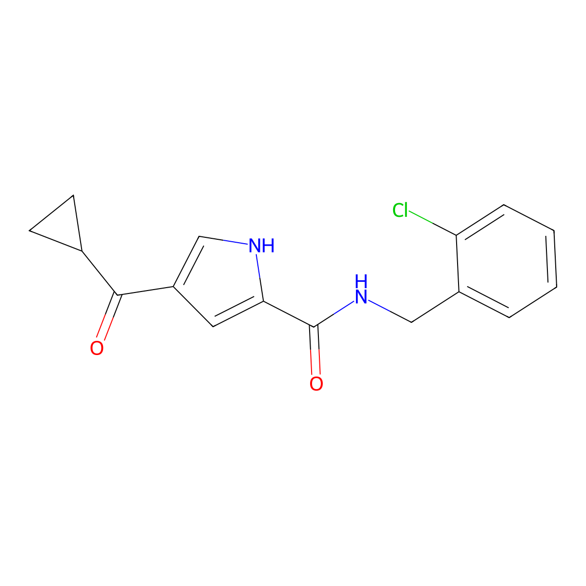N-(2-chlorobenzyl)-4-(cyclopropylcarbonyl)-1H-pyrrole-2-carboxamide molecular structure, CAS 478249-78-4
