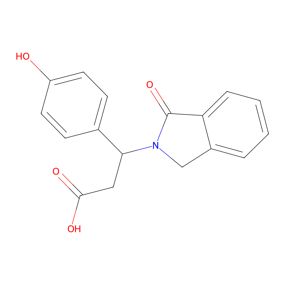 3-(4-hydroxyphenyl)-3-(1-oxo-1,3-dihydro-2H-isoindol-2-yl)propanoic acid molecular structure, CAS 478249-83-1