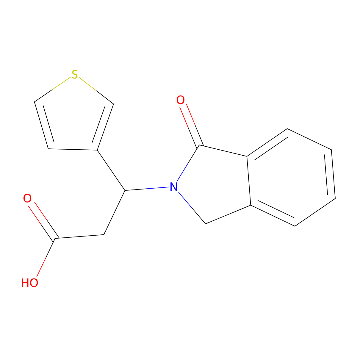 3-(1-oxo-1,3-dihydro-2H-isoindol-2-yl)-3-(3-thienyl)propanoic acid molecular structure, CAS 478249-84-2