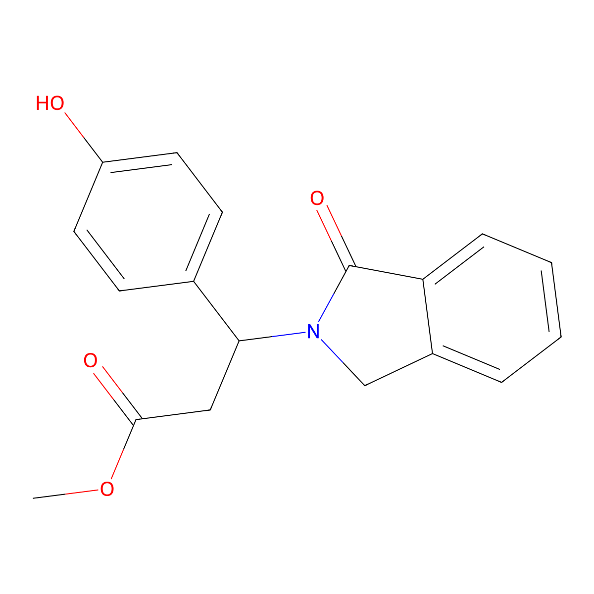 methyl 3-(4-hydroxyphenyl)-3-(1-oxo-1,3-dihydro-2H-isoindol-2-yl)propanoate molecular structure, CAS 478249-85-3