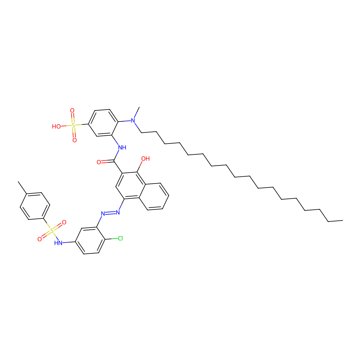 3-({4-[(E)-(2-Chloro-5-{[(4-methylphenyl)sulfonyl]amino}phenyl)diazenyl]-1-hydroxy-2-naphthoyl}amino)-4-[methyl(octadecyl)amino]benzenesulfonic acid molecular structure, CAS 478250-29-2