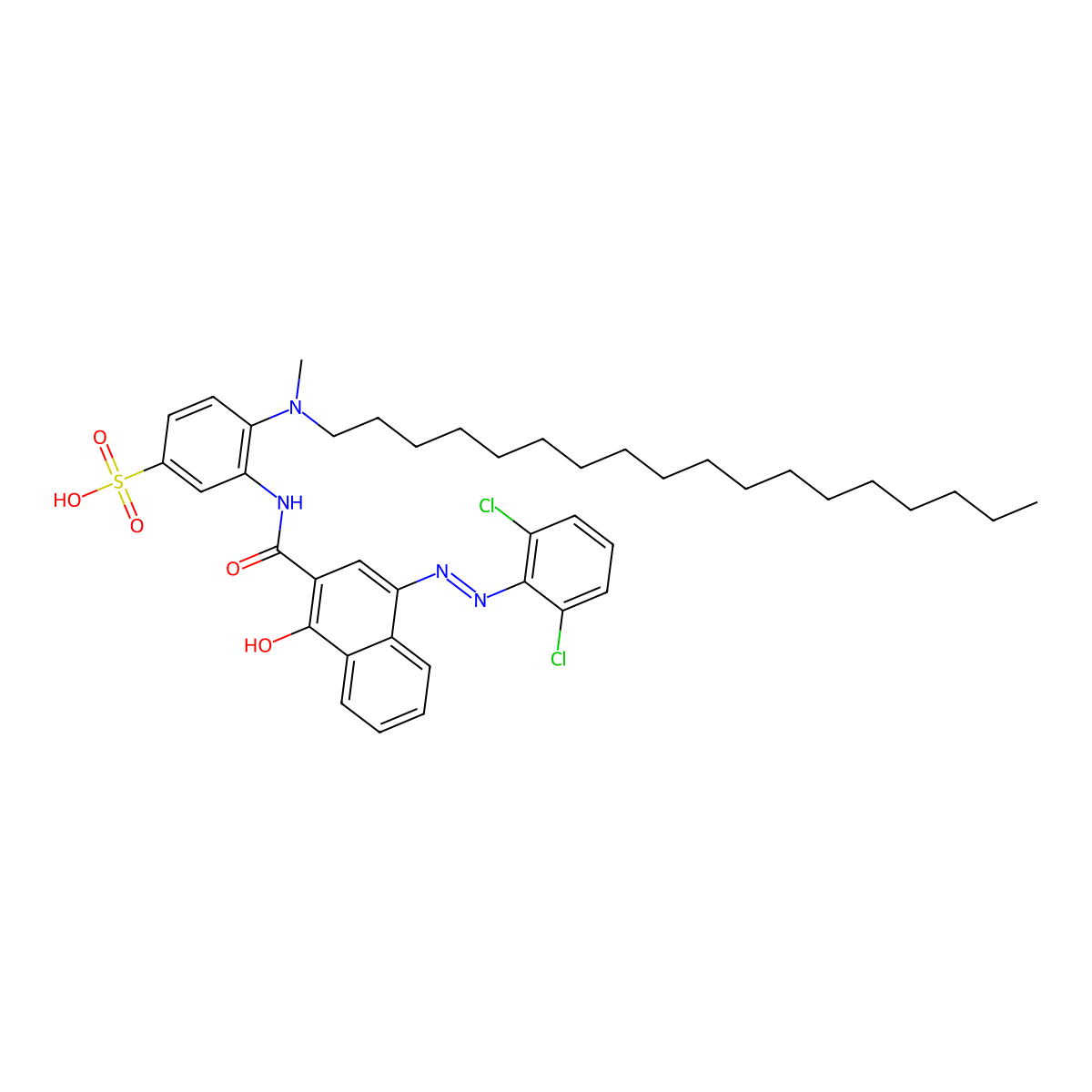 3-({4-[(E)-(2,6-Dichlorophenyl)diazenyl]-1-hydroxy-2-naphthoyl}amino)-4-[methyl(octadecyl)amino]benzenesulfonic acid molecular structure, CAS 478250-31-6