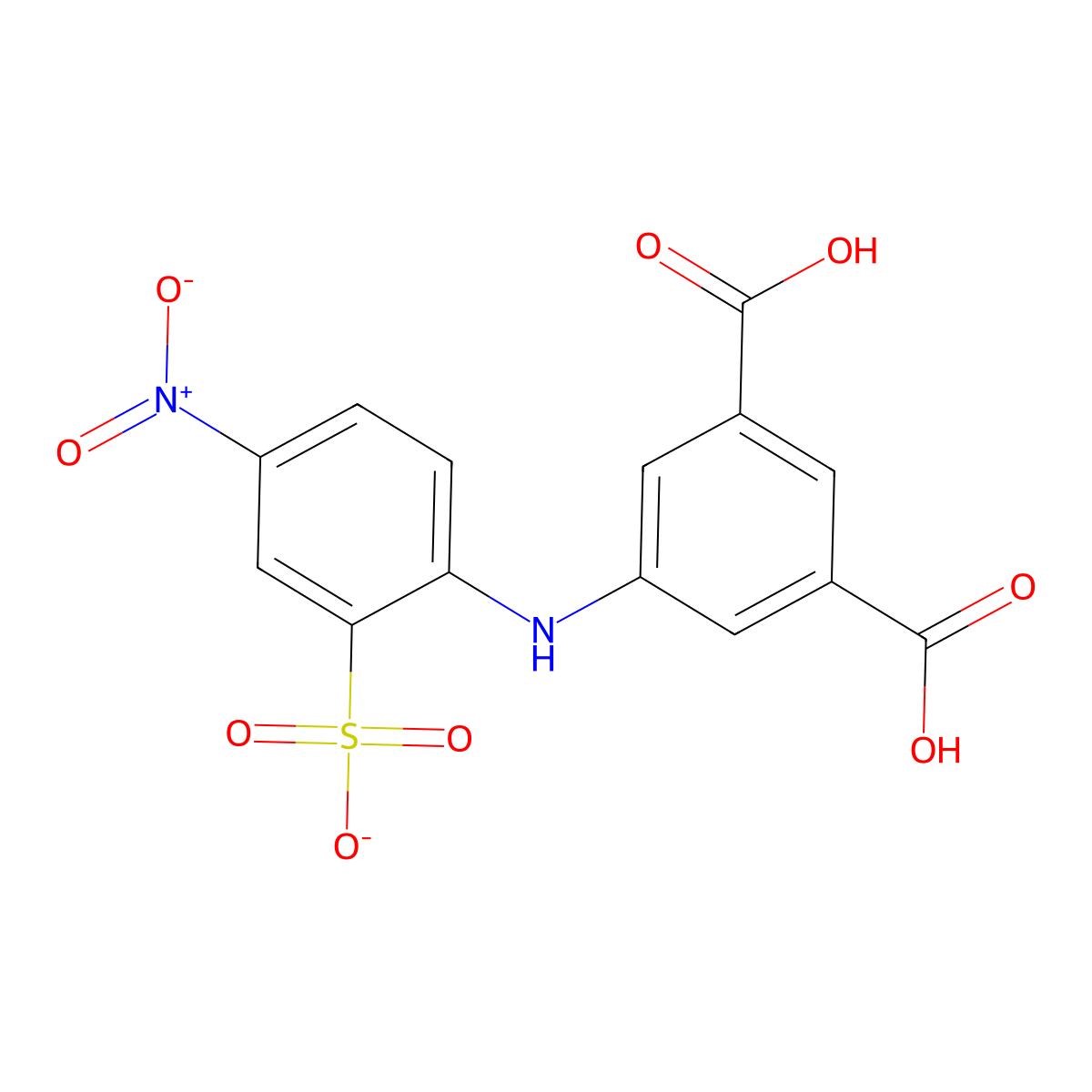Sodium 2-(3,5-dicarboxyanilino)-5-nitrobenzenesulfonate molecular structure, CAS 478250-32-7