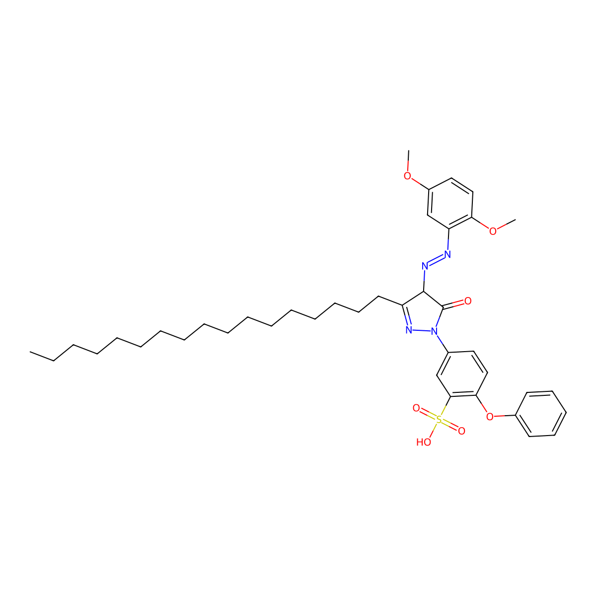 5-(4-((E)-(2,5-Dimethoxyphenyl)diazenyl)-3-heptadecyl-5-oxo-4,5-dihydro-1H-pyrazol-1-YL)-2-phenoxybenzenesulfonic acid molecular structure, CAS 478250-34-9