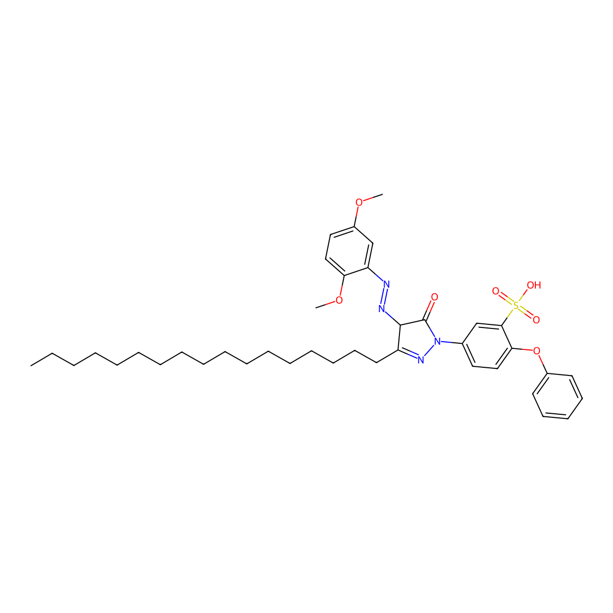 5-(4-((E)-(2,5-Dimethoxyphenyl)diazenyl)-3-heptadecyl-5-oxo-4,5-dihydro-1H-pyrazol-1-YL)-2-phenoxybenzenesulfonic acid molecular structure, CAS 478250-34-9