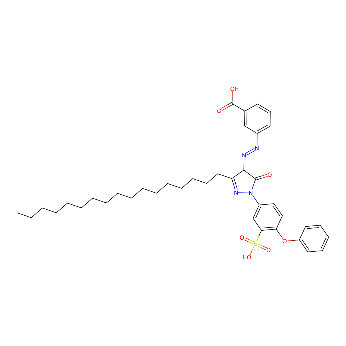 3-((E)-(3-Heptadecyl-5-oxo-1-(4-phenoxy-3-sulfophenyl)-4,5-dihydro-1H-pyrazol-4-YL)diazenyl)benzoic acid molecular structure, CAS 478250-38-3