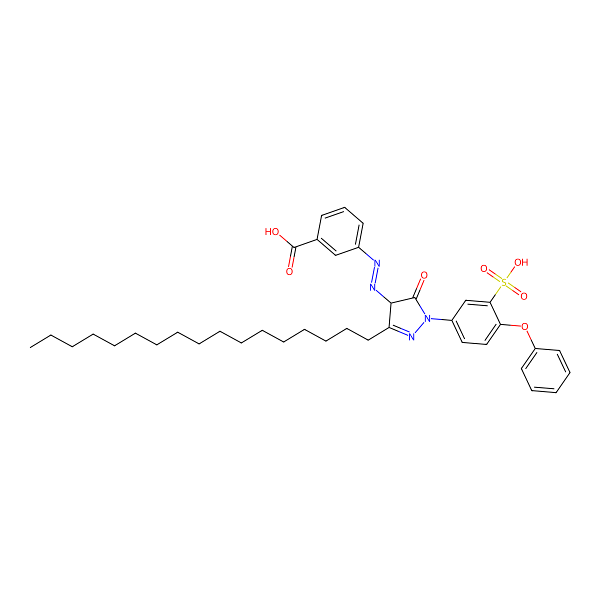 3-((E)-(3-Heptadecyl-5-oxo-1-(4-phenoxy-3-sulfophenyl)-4,5-dihydro-1H-pyrazol-4-YL)diazenyl)benzoic acid molecular structure, CAS 478250-38-3