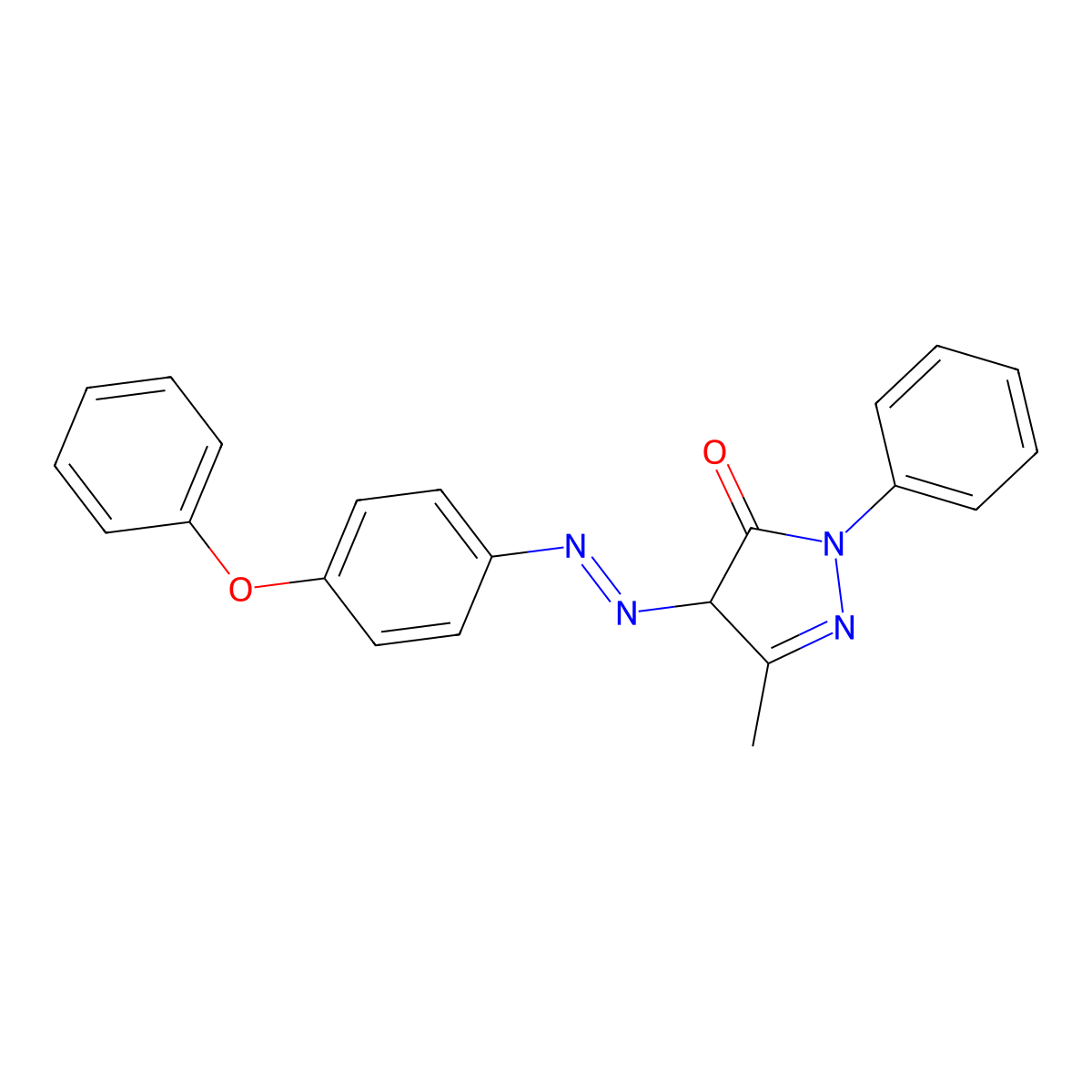 5-Methyl-4-((4-phenoxyphenyl)diazenyl)-2-phenyl-2,4-dihydro-3H-pyrazol-3-one molecular structure, CAS 478250-40-7