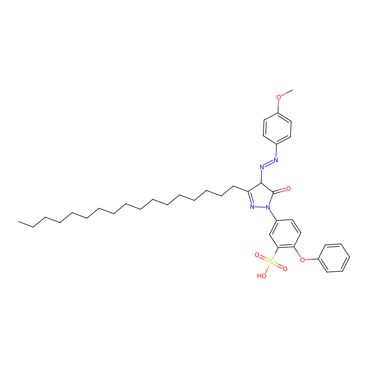 5-{3-Heptadecyl-4-[(E)-(4-methoxyphenyl)diazenyl]-5-oxo-4,5-dihydro-1H-pyrazol-1-YL}-2-phenoxybenzenesulfonic acid molecular structure, CAS 478250-41-8