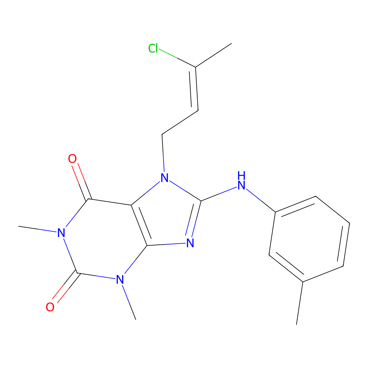 7-(3-CL-2-Butenyl)-1,3-dimethyl-8-(3-toluidino)-3,7-dihydro-1H-purine-2,6-dione molecular structure, CAS 478253-17-7