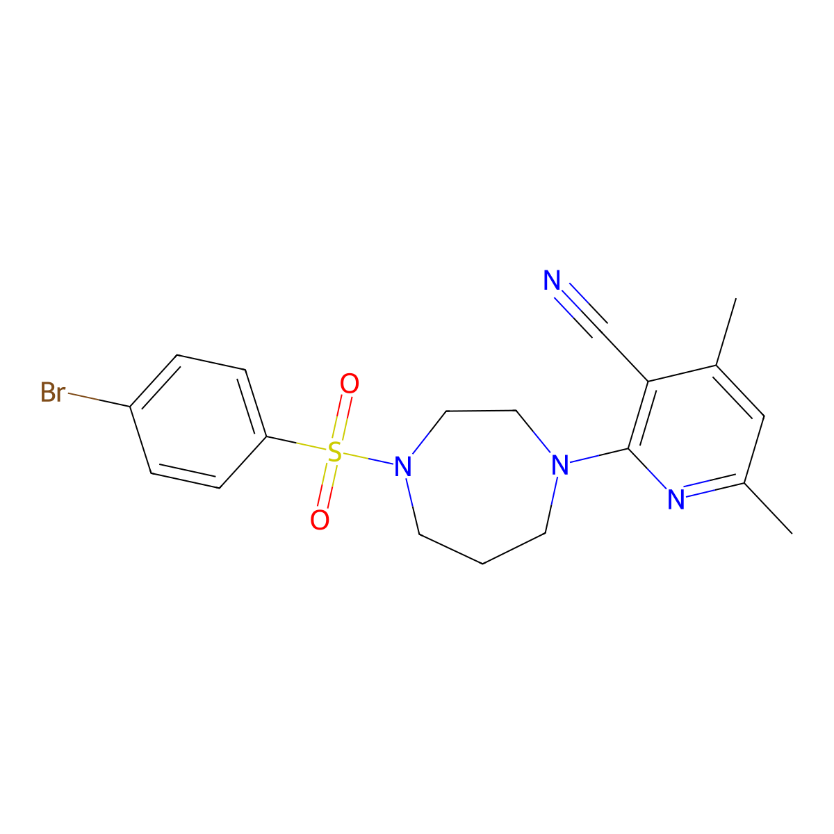2-{4-[(4-Bromophenyl)sulfonyl]-1,4-diazepan-1-yl}-4,6-dimethylnicotinonitrile molecular structure, CAS 478256-86-9