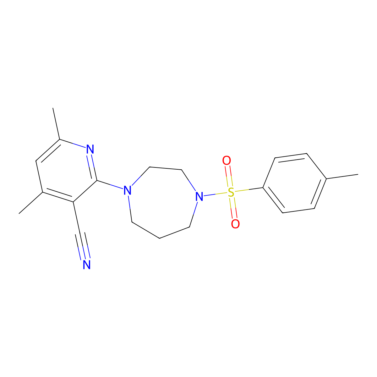 4,6-Dimethyl-2-{4-[(4-methylphenyl)sulfonyl]-1,4-diazepan-1-yl}nicotinonitrile molecular structure, CAS 478256-89-2