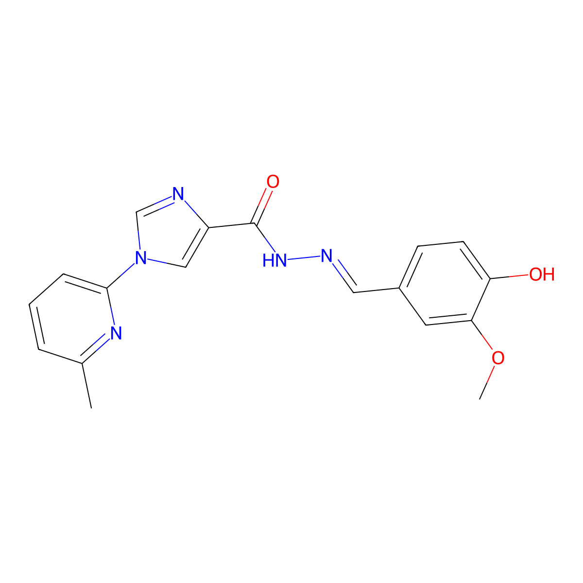 N'-[(E)-(4-hydroxy-3-methoxyphenyl)methylidene]-1-(6-methyl-2-pyridinyl)-1H-imidazole-4-carbohydrazide molecular structure, CAS 478257-57-7
