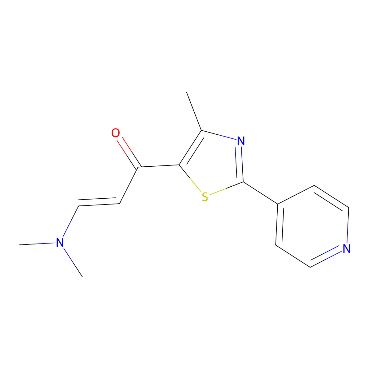 (E)-3-(dimethylamino)-1-(4-methyl-2-pyridin-4-yl-1,3-thiazol-5-yl)prop-2-en-1-one molecular structure, CAS 478257-67-9