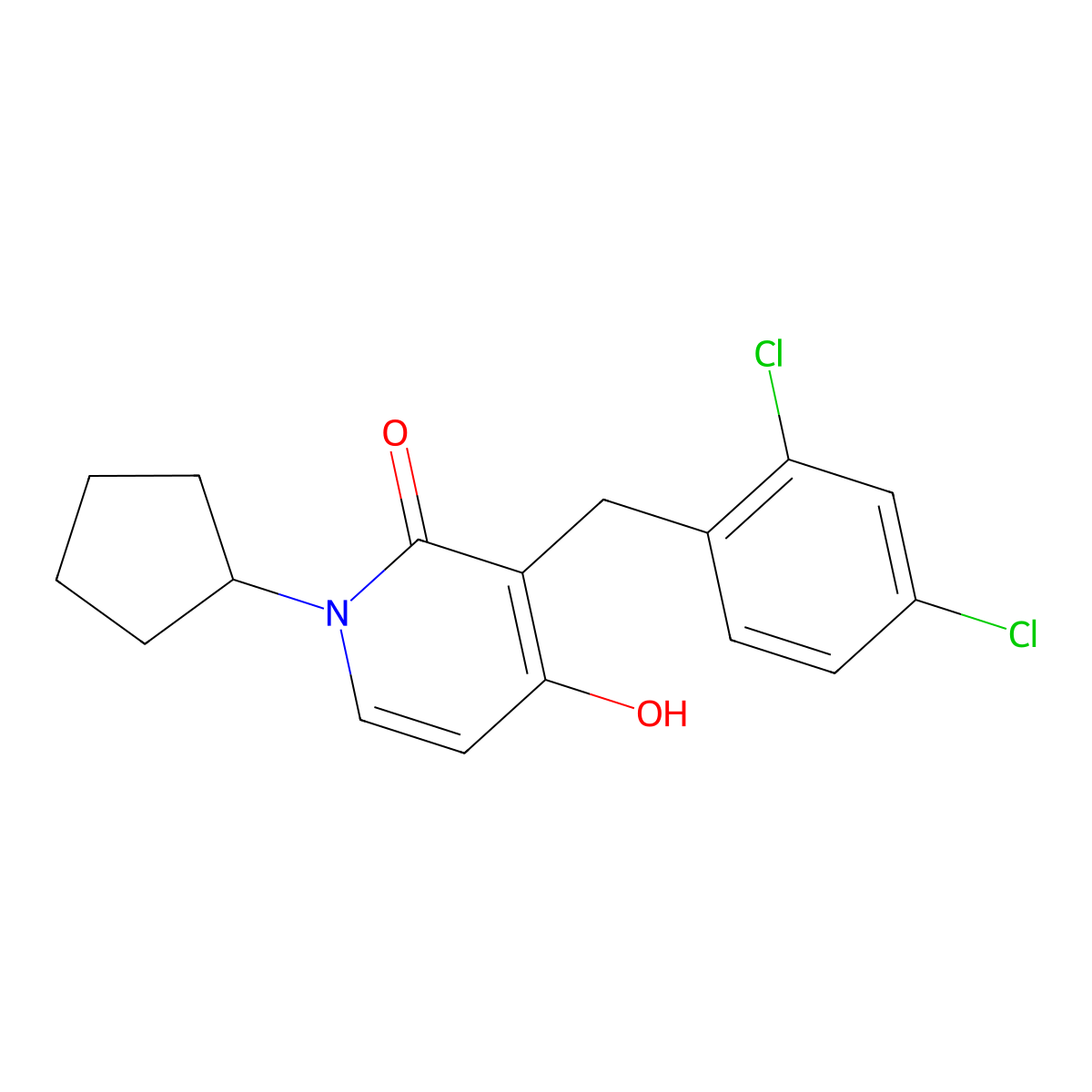 1-cyclopentyl-3-(2,4-dichlorobenzyl)-4-hydroxy-2(1H)-pyridinone molecular structure, CAS 478257-70-4