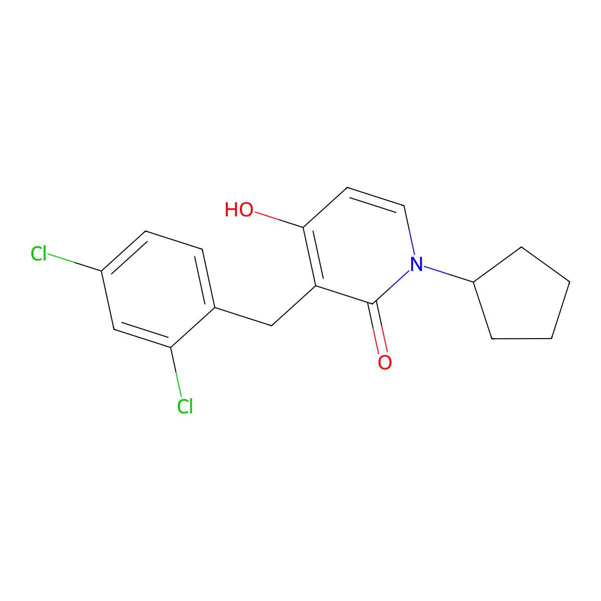 1-cyclopentyl-3-(2,4-dichlorobenzyl)-4-hydroxy-2(1H)-pyridinone molecular structure, CAS 478257-70-4
