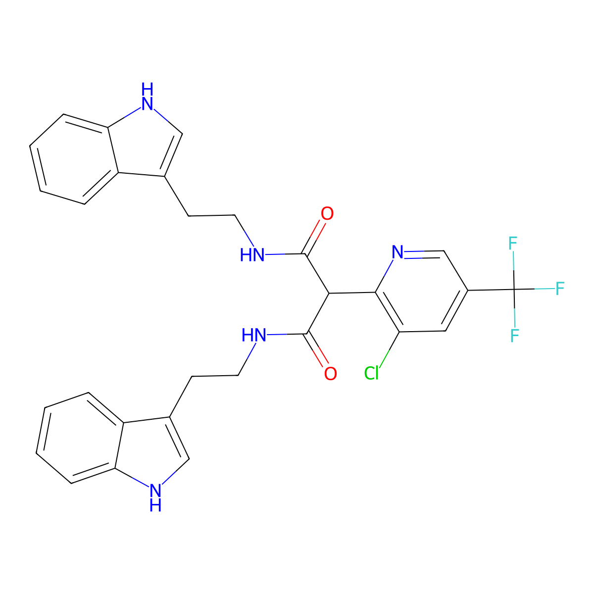 2-[3-chloro-5-(trifluoromethyl)pyridin-2-yl]-N,N'-bis[2-(1H-indol-3-yl)ethyl]propanediamide molecular structure, CAS 478258-07-0
