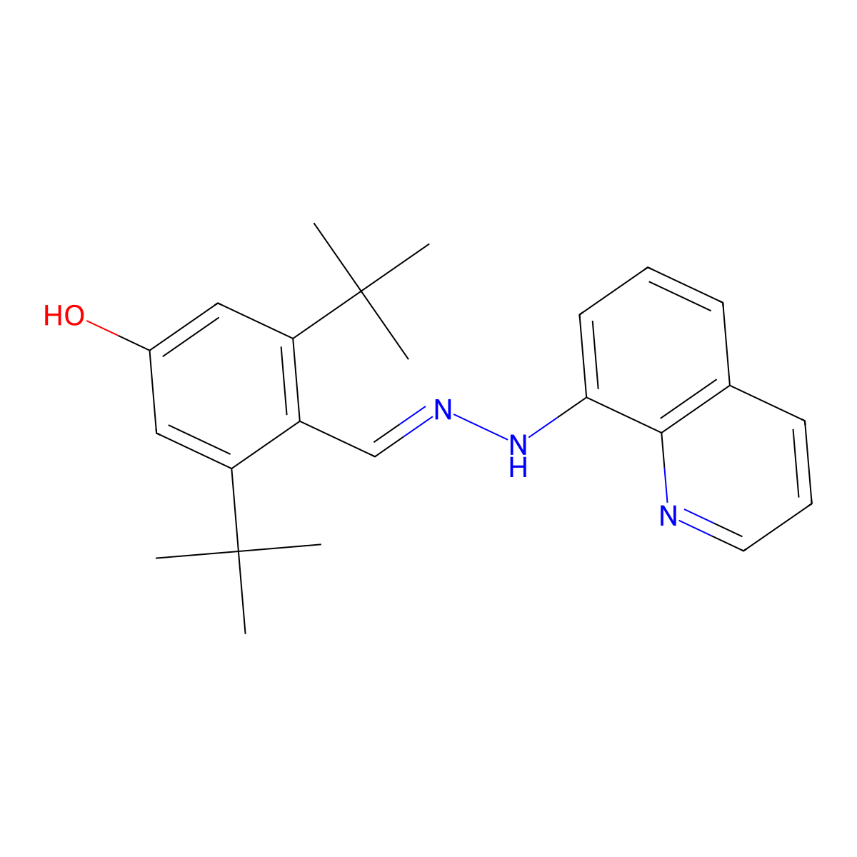 2,6-di(tert-butyl)-4-hydroxybenzenecarbaldehyde N-(8-quinolinyl)hydrazone molecular structure, CAS 478258-11-6